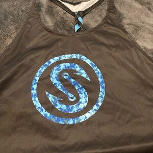 Scales Black Tank Top with Blue Logo